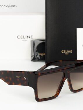Celine Women Sunglasses Havana Brown Gradient Square CL40092I 52F NEW AUTHENTIC